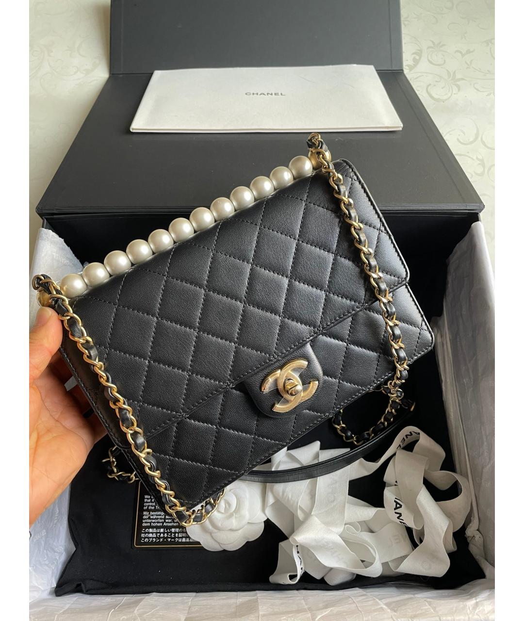 CHANEL Черная кожаная сумка через плечо, фото 2