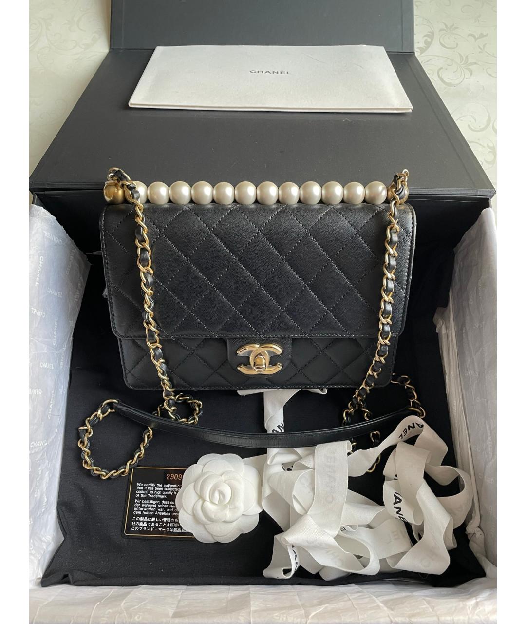 CHANEL Черная кожаная сумка через плечо, фото 7