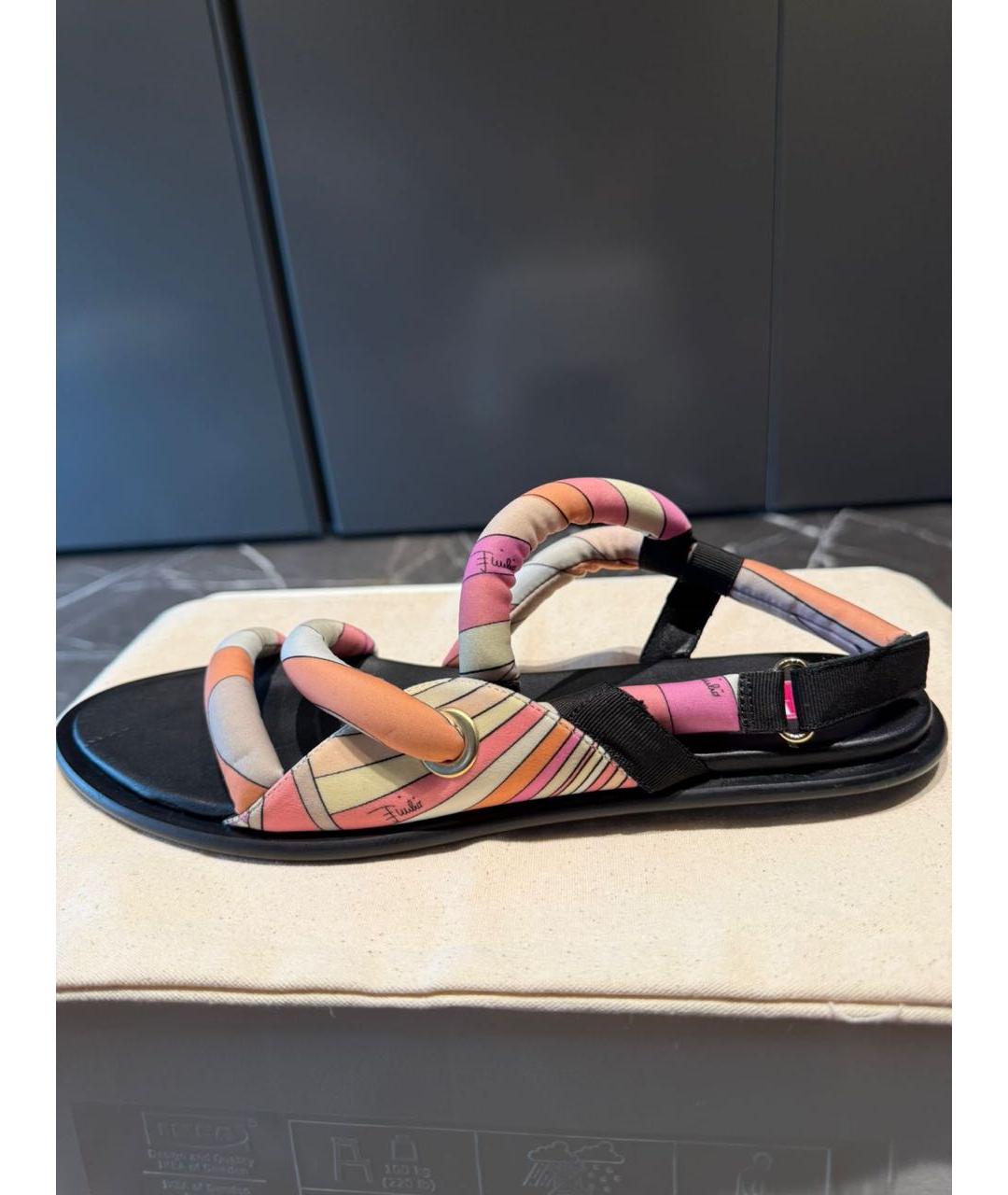 EMILIO PUCCI Коралловые текстильные сандалии, фото 5