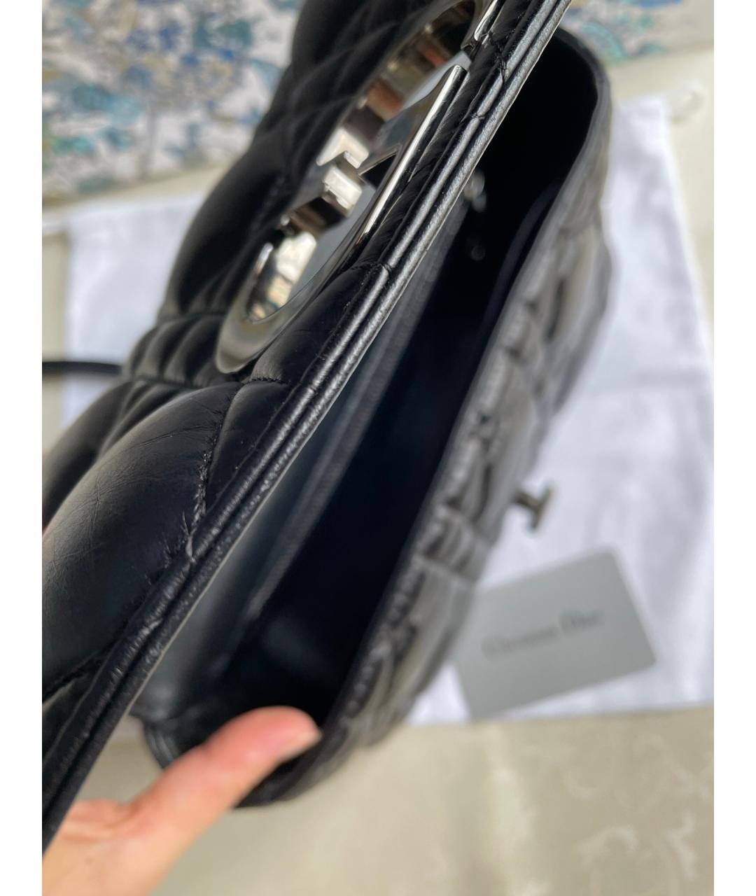 CHRISTIAN DIOR Черная кожаная сумка через плечо, фото 6