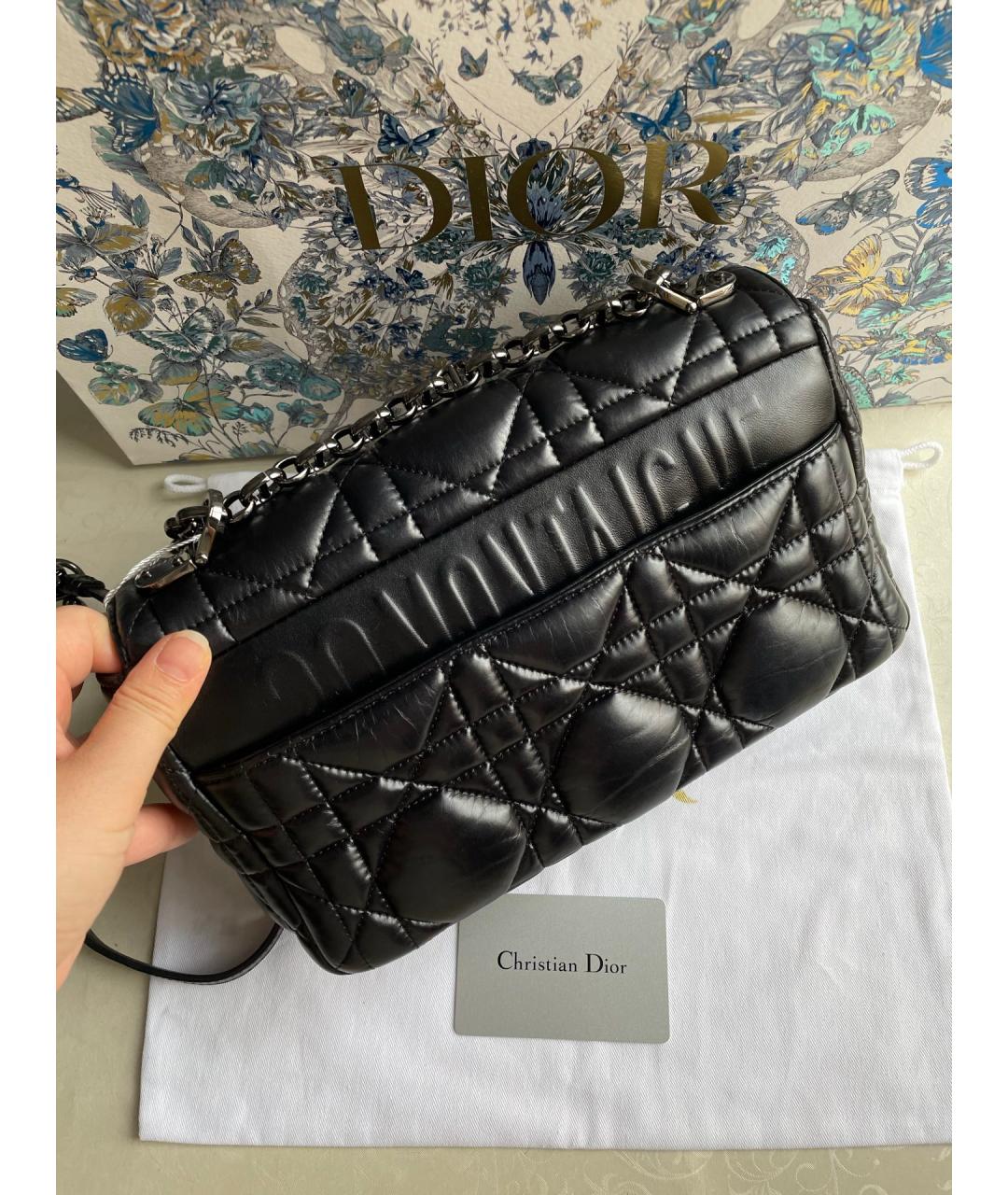 CHRISTIAN DIOR Черная кожаная сумка через плечо, фото 3