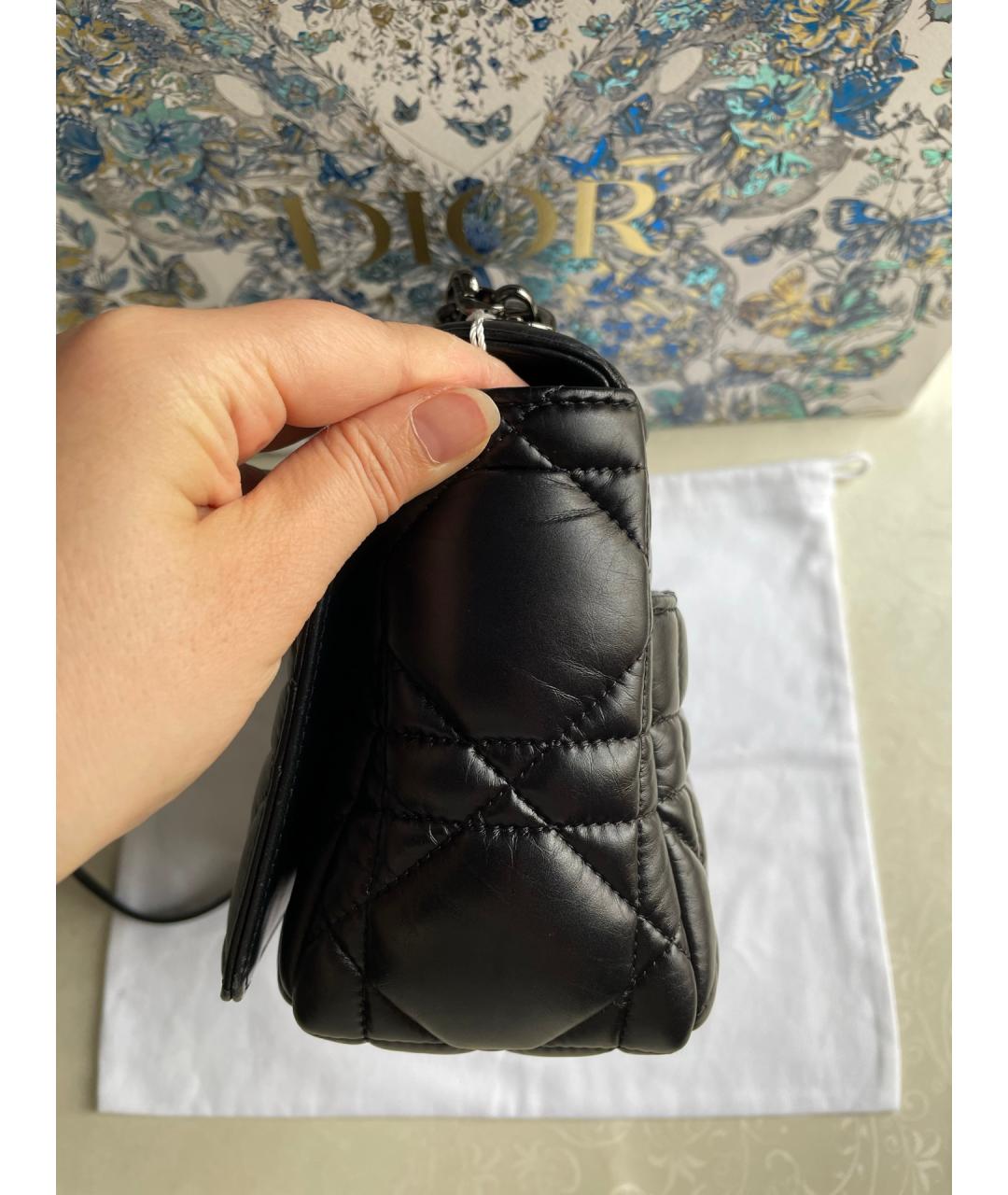 CHRISTIAN DIOR Черная кожаная сумка через плечо, фото 4