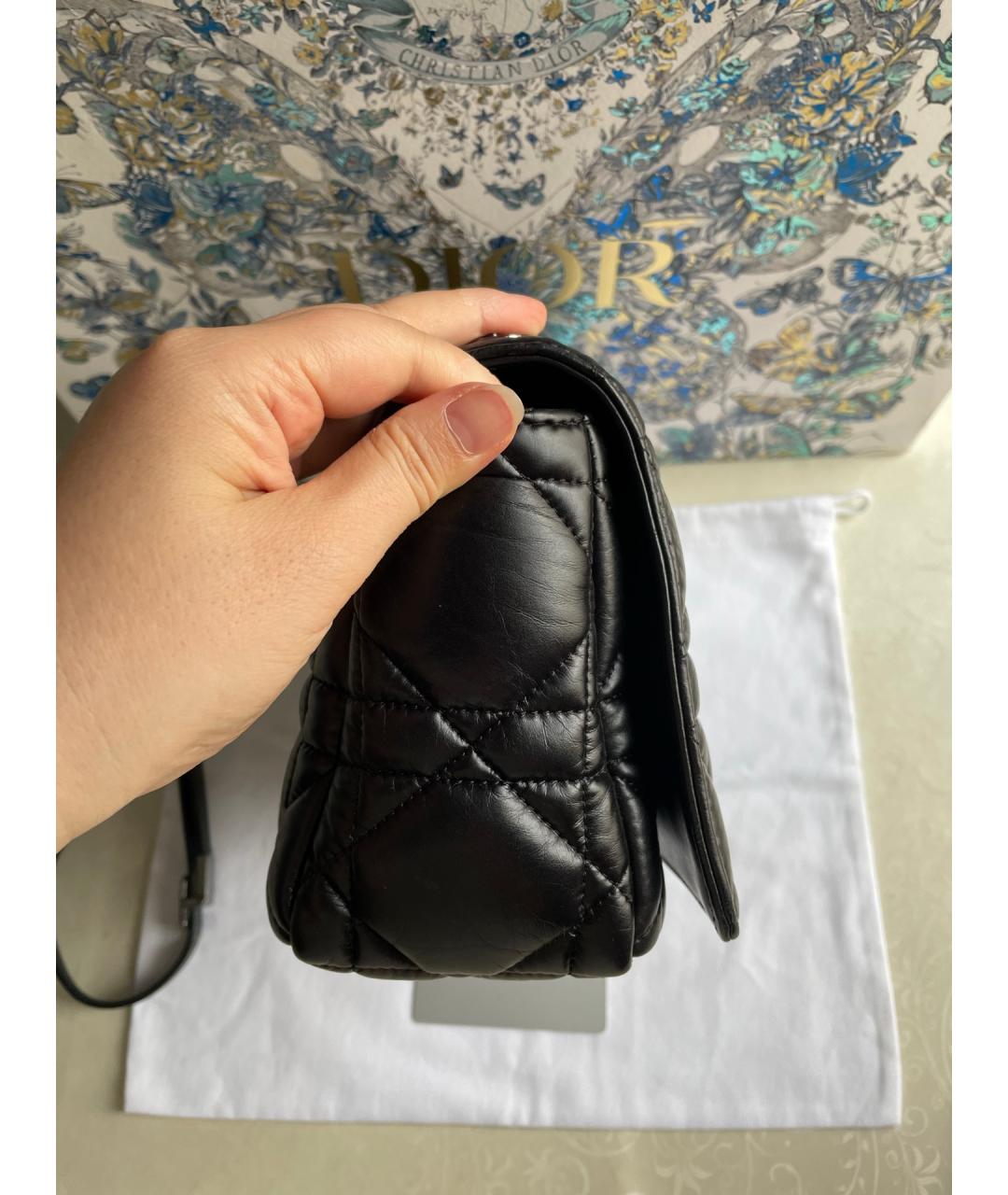 CHRISTIAN DIOR Черная кожаная сумка через плечо, фото 5