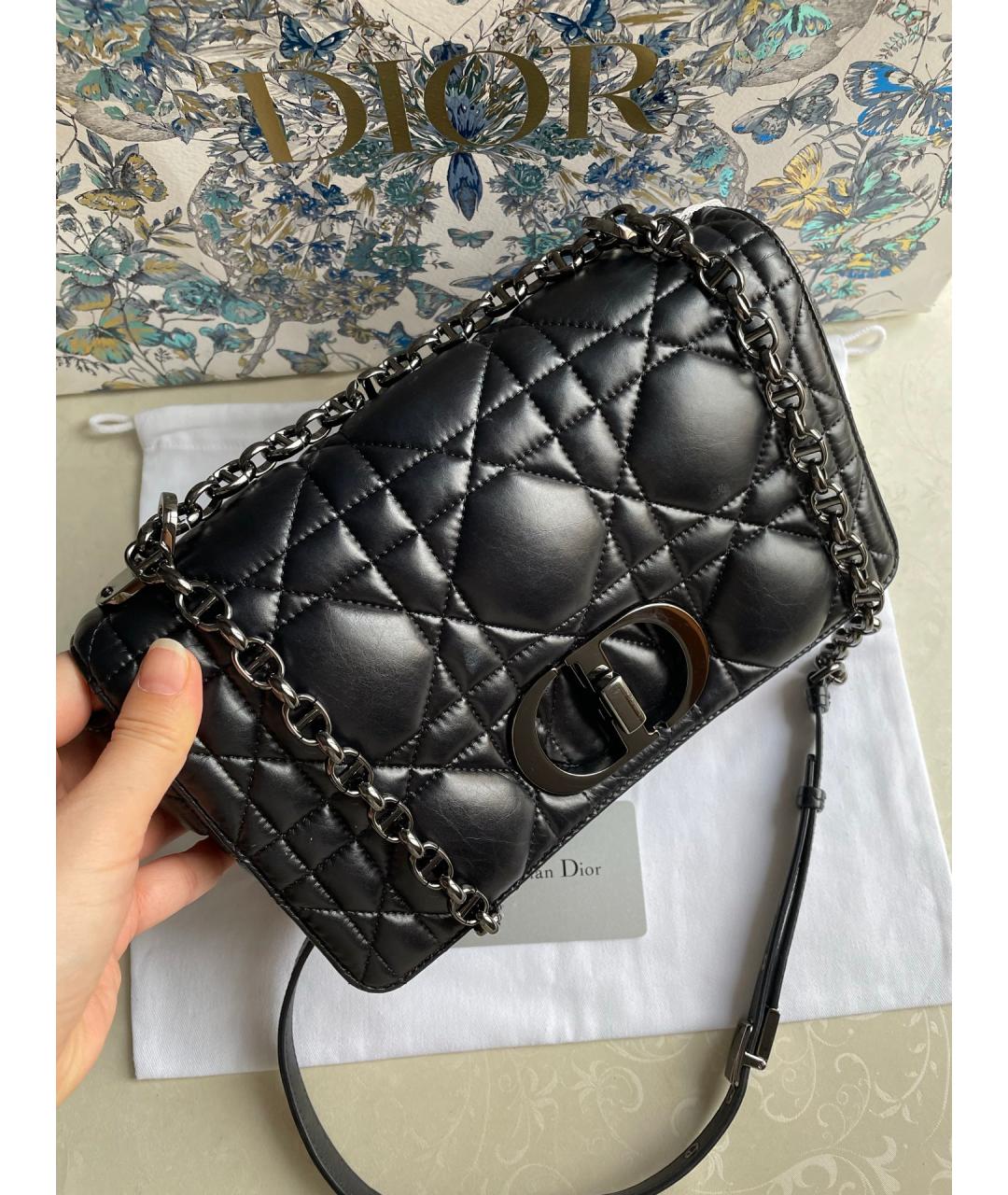 CHRISTIAN DIOR Черная кожаная сумка через плечо, фото 2