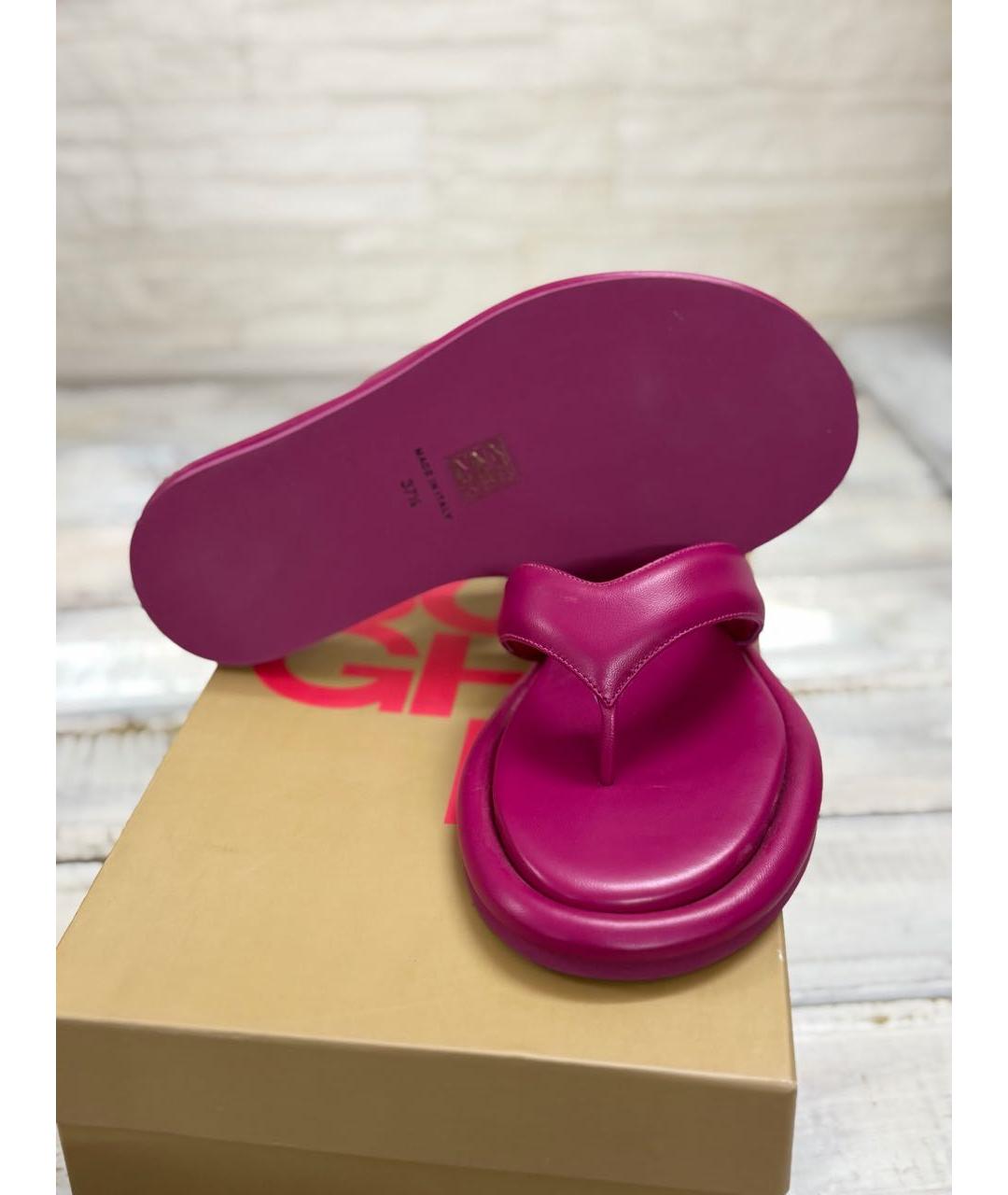 GIABORGHINI Фуксия кожаные шлепанцы, фото 8