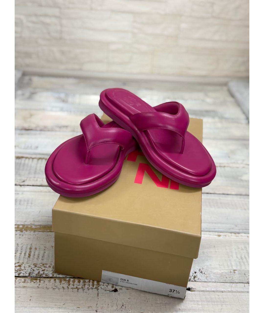 GIABORGHINI Фуксия кожаные шлепанцы, фото 6
