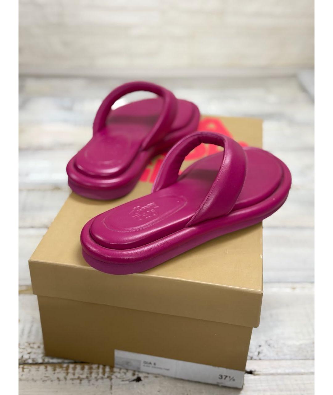 GIABORGHINI Фуксия кожаные шлепанцы, фото 7