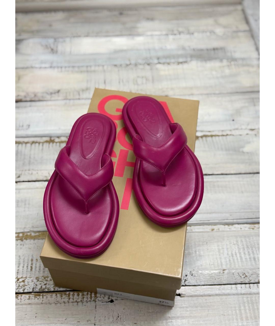 GIABORGHINI Фуксия кожаные шлепанцы, фото 3