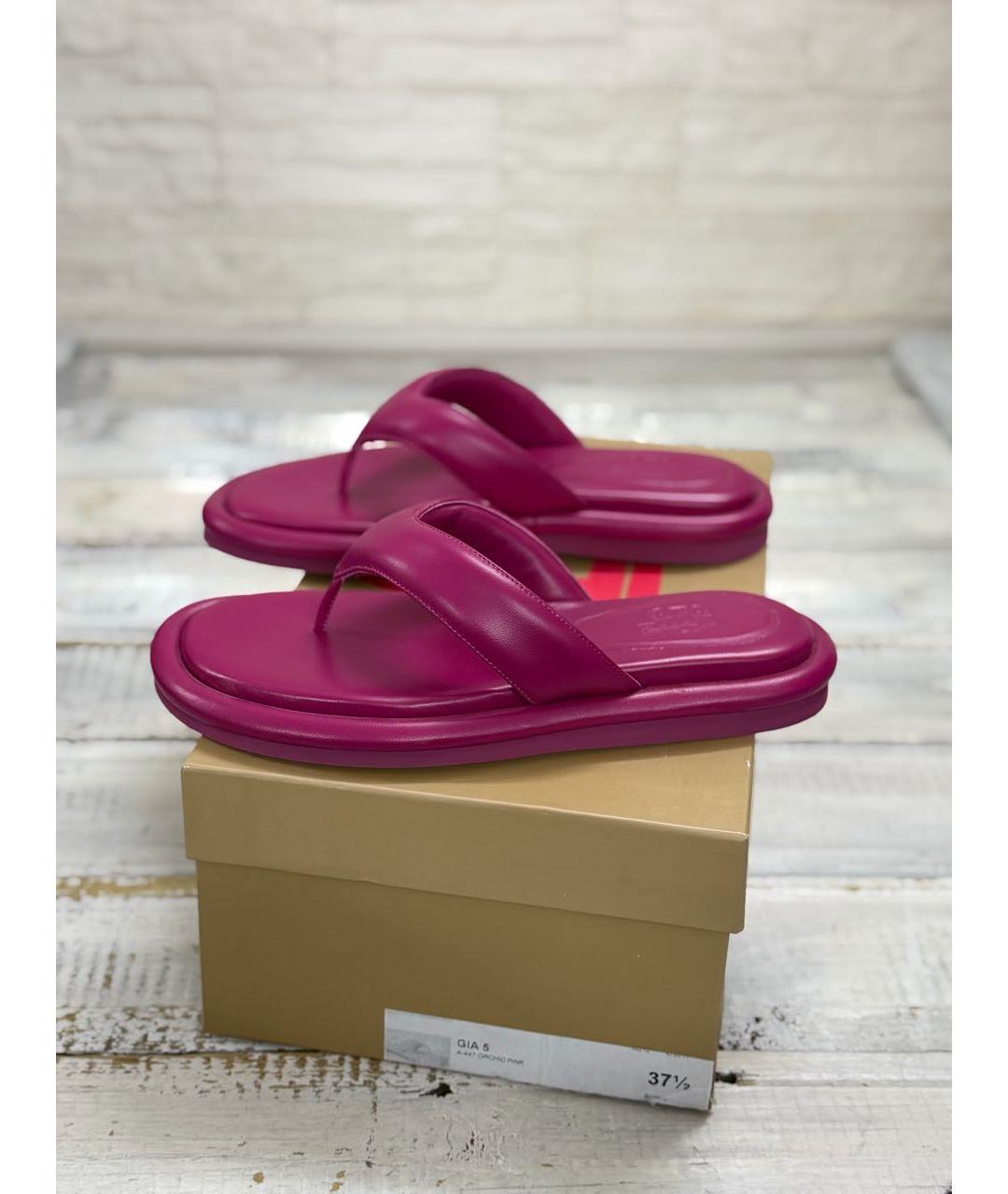 GIABORGHINI Фуксия кожаные шлепанцы, фото 9