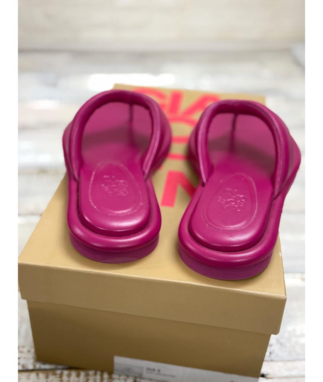 GIABORGHINI Фуксия кожаные шлепанцы, фото 5