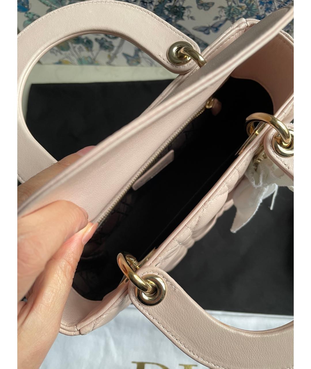 CHRISTIAN DIOR Розовая кожаная сумка с короткими ручками, фото 6