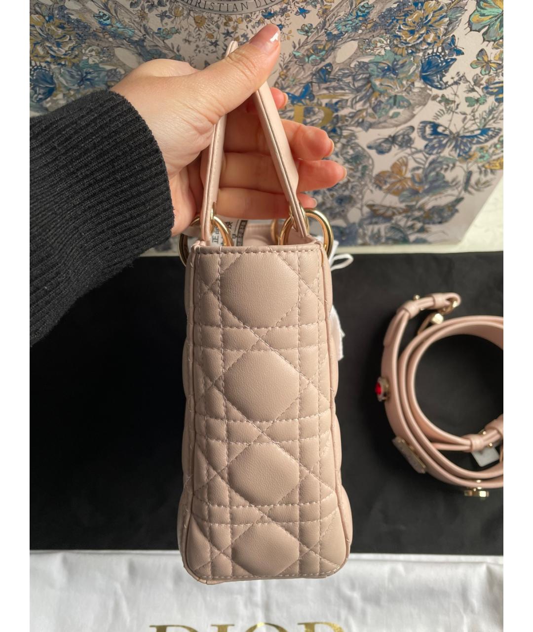 CHRISTIAN DIOR Розовая кожаная сумка с короткими ручками, фото 5