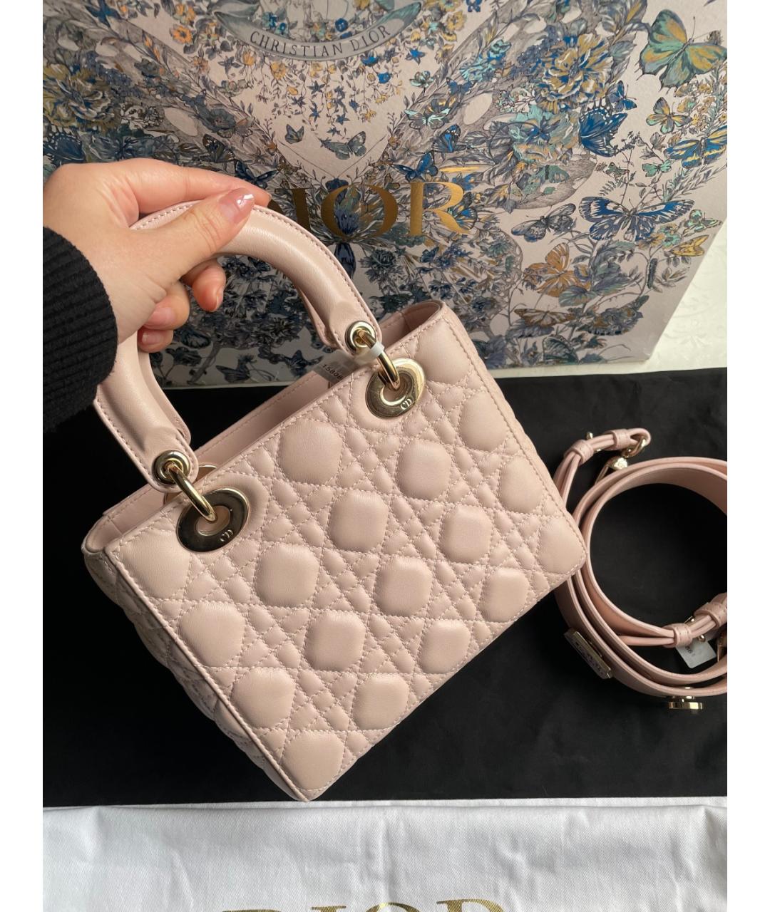 CHRISTIAN DIOR Розовая кожаная сумка с короткими ручками, фото 3