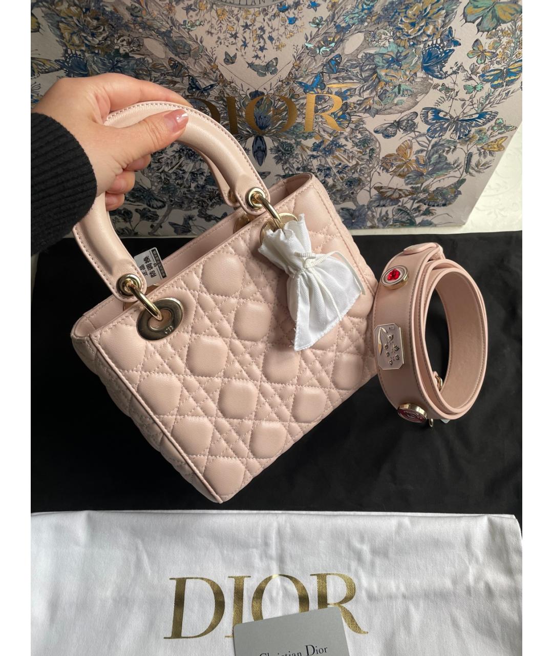 CHRISTIAN DIOR Розовая кожаная сумка с короткими ручками, фото 2