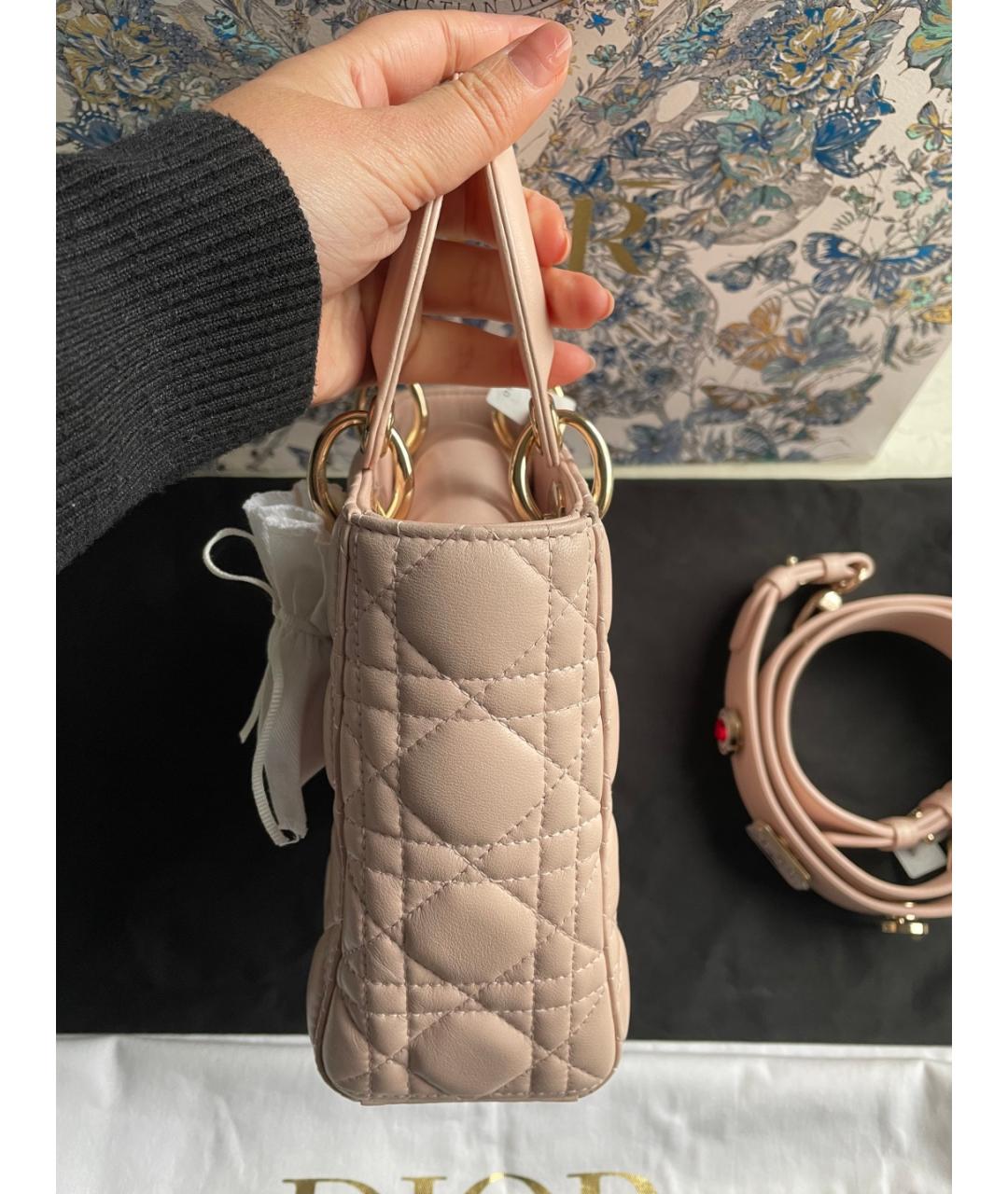 CHRISTIAN DIOR Розовая кожаная сумка с короткими ручками, фото 4