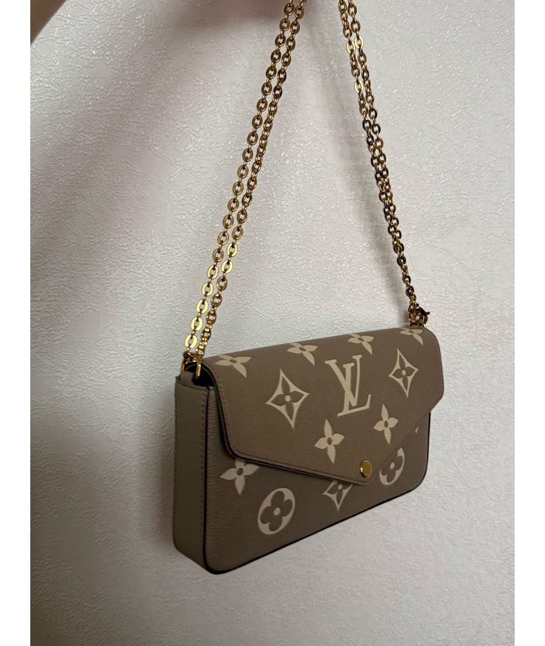 LOUIS VUITTON Бежевая кожаная сумка через плечо, фото 2