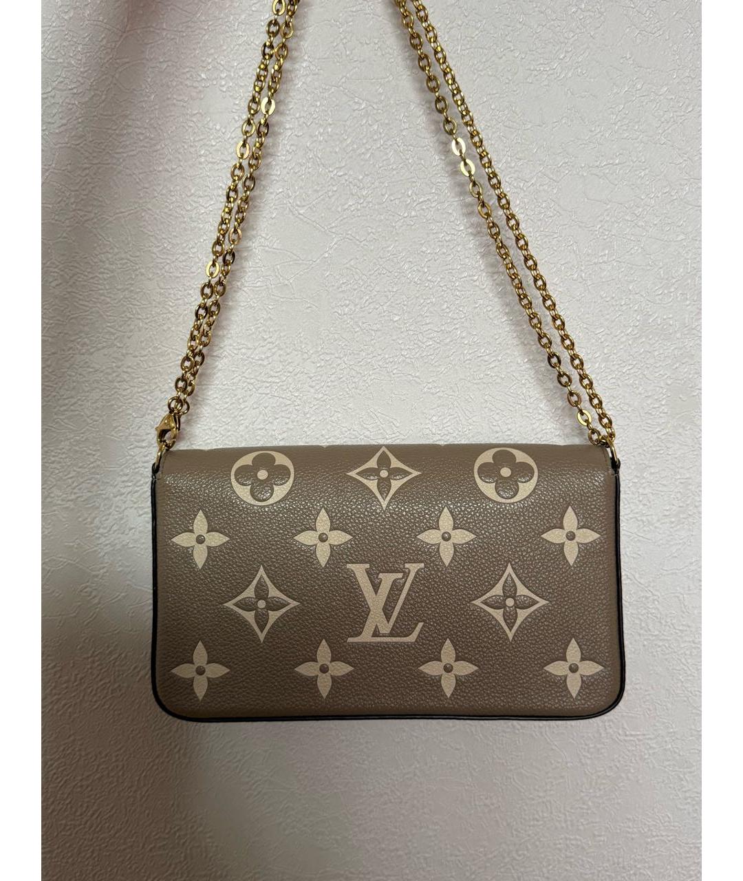 LOUIS VUITTON Бежевая кожаная сумка через плечо, фото 3