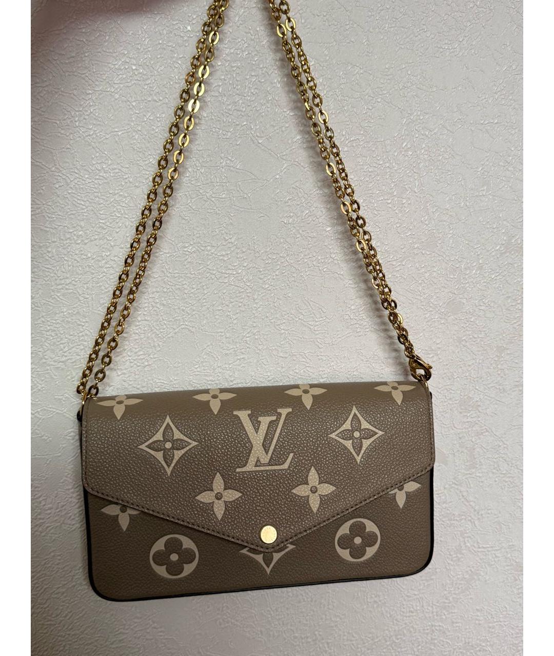 LOUIS VUITTON Бежевая кожаная сумка через плечо, фото 6