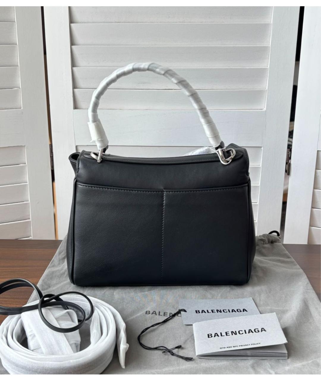 BALENCIAGA Черная кожаная сумка через плечо, фото 4