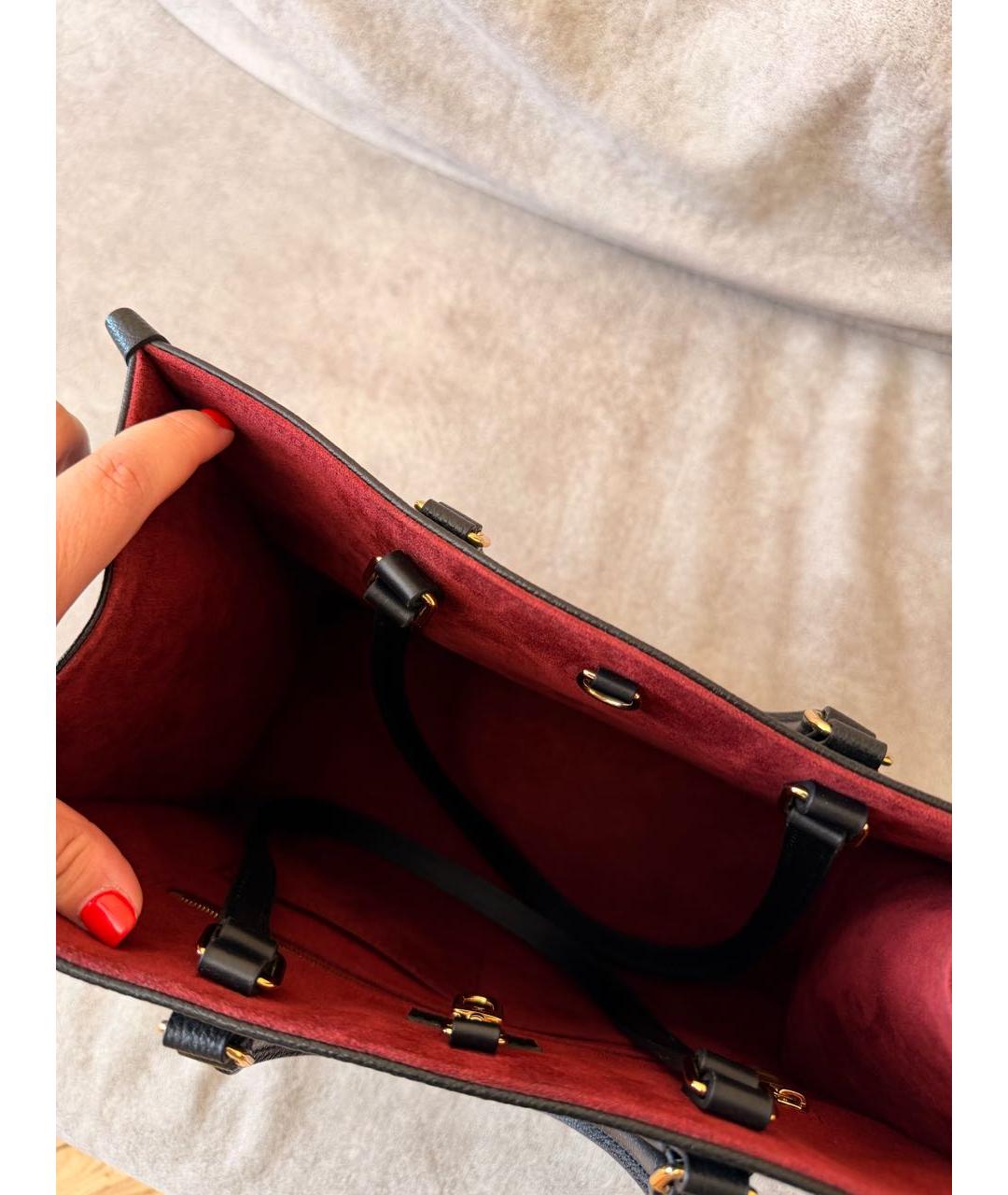 LOUIS VUITTON Черная кожаная сумка с короткими ручками, фото 4