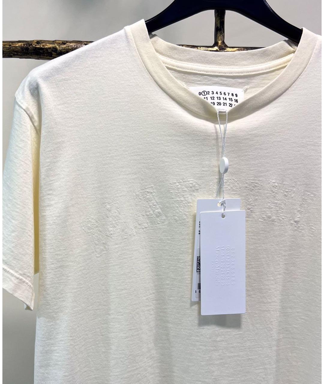 MAISON MARGIELA Бежевая хлопковая футболка, фото 3