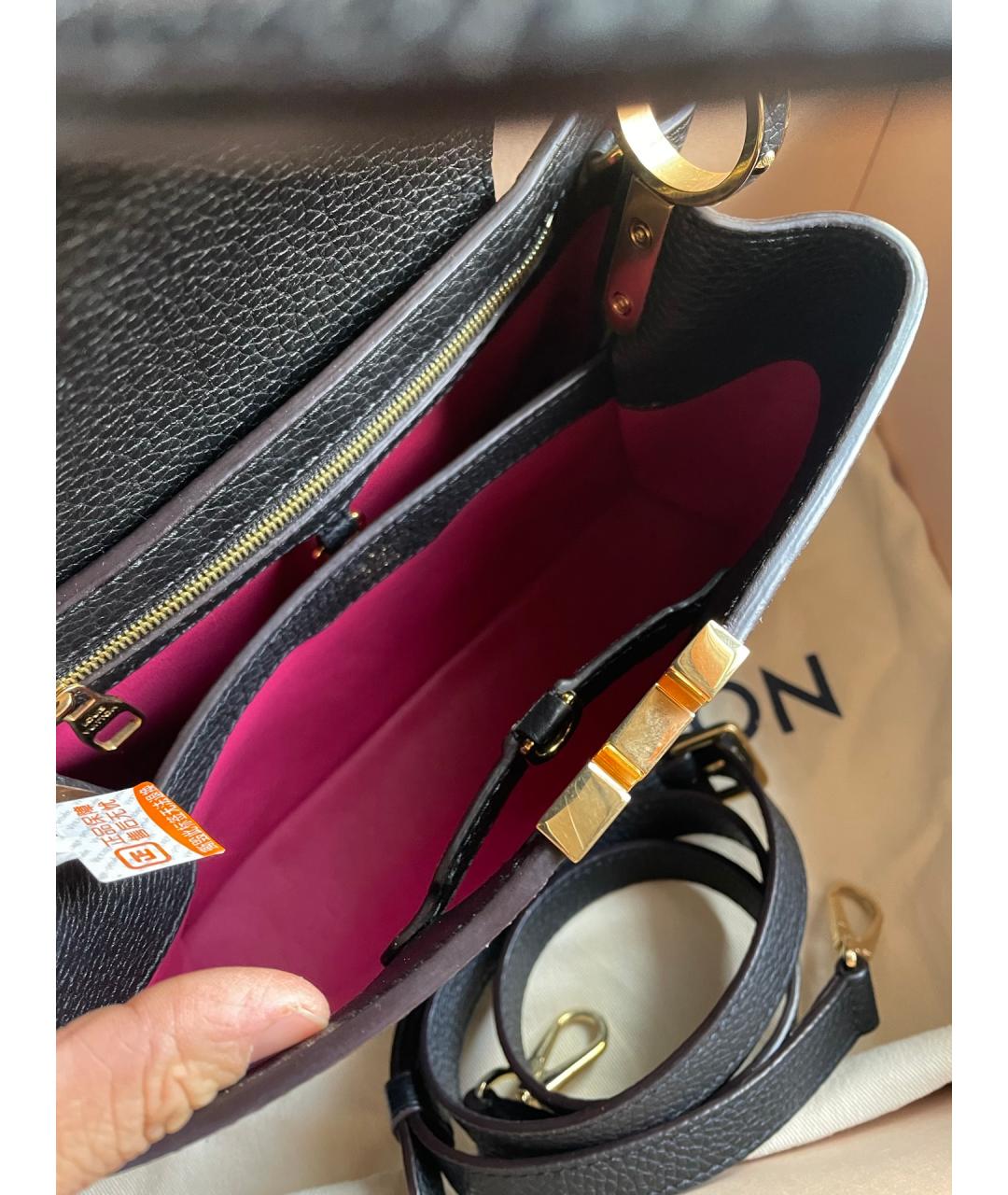 LOUIS VUITTON Черная кожаная сумка с короткими ручками, фото 6