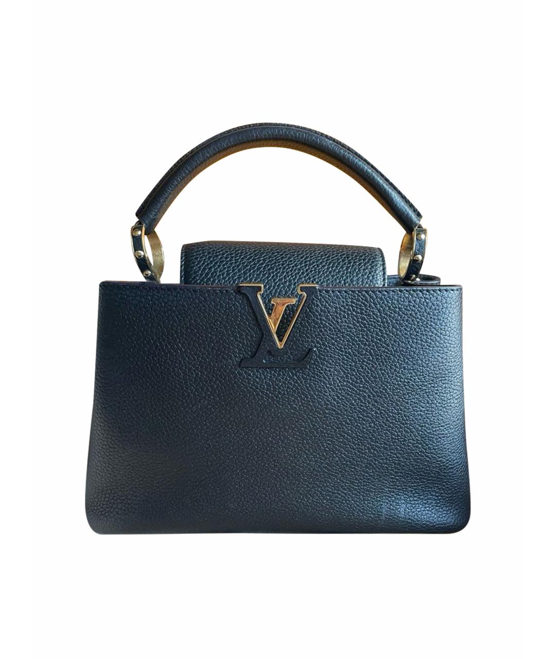 LOUIS VUITTON Черная кожаная сумка с короткими ручками, фото 1