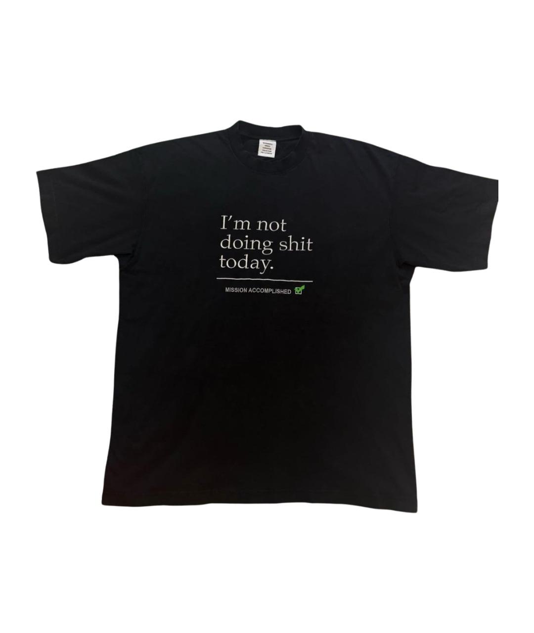 VETEMENTS Черная хлопковая футболка, фото 1