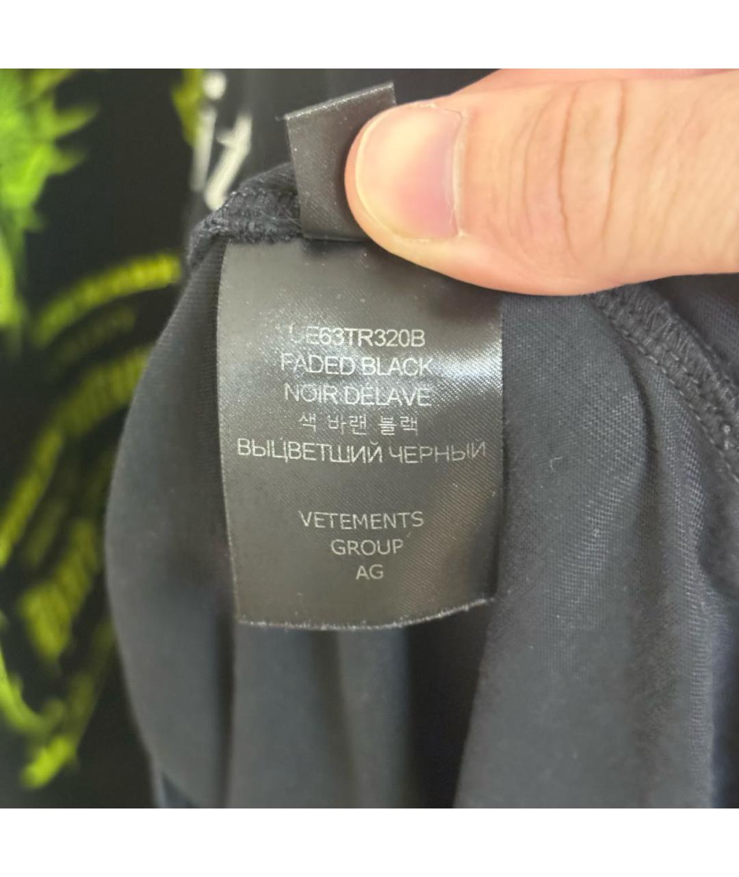 VETEMENTS Черная хлопковая футболка, фото 6