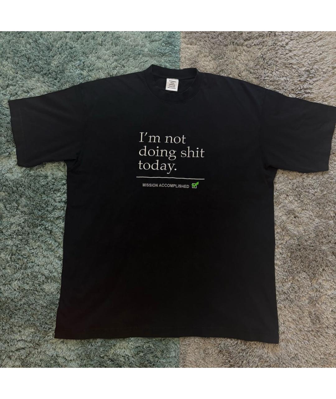 VETEMENTS Черная хлопковая футболка, фото 8