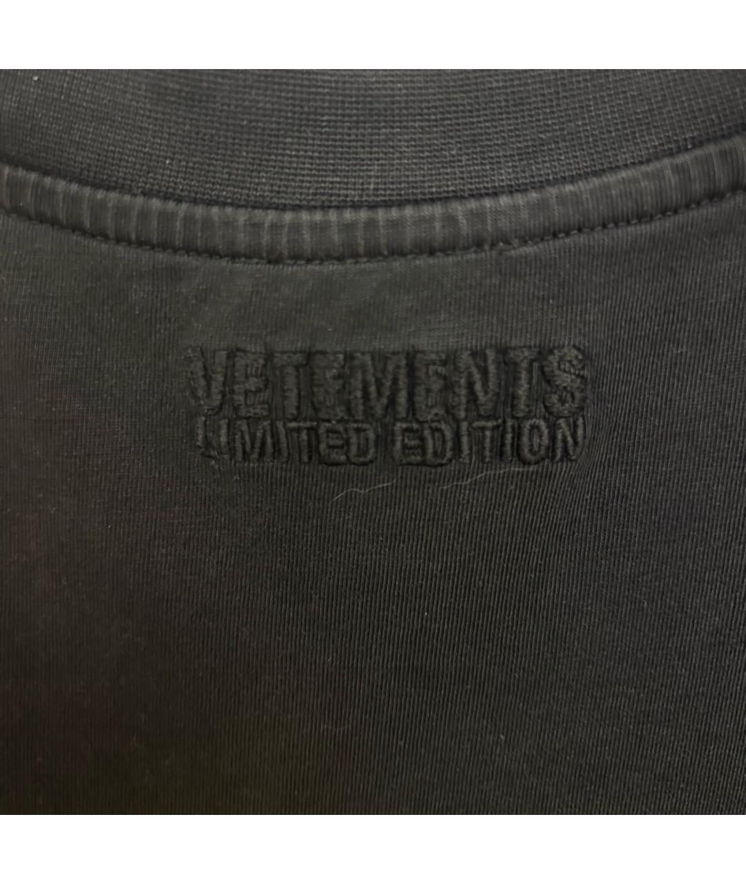 VETEMENTS Черная хлопковая футболка, фото 4