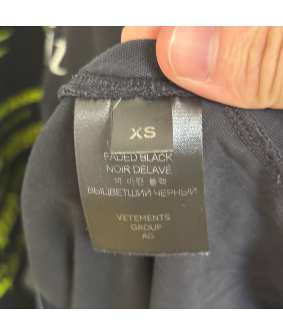 VETEMENTS Черная хлопковая футболка, фото 5