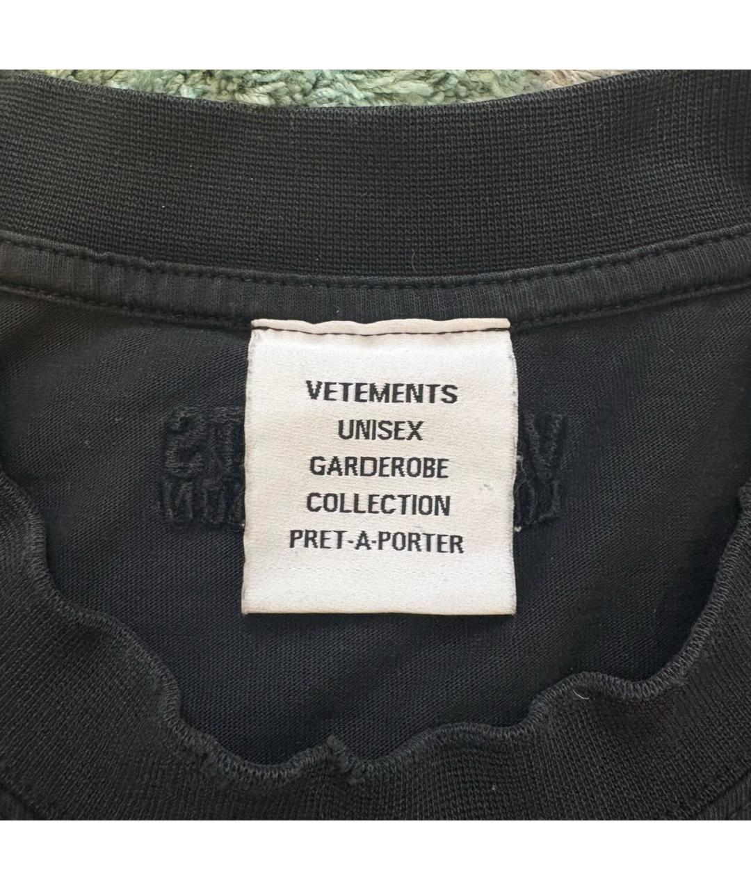 VETEMENTS Черная хлопковая футболка, фото 3