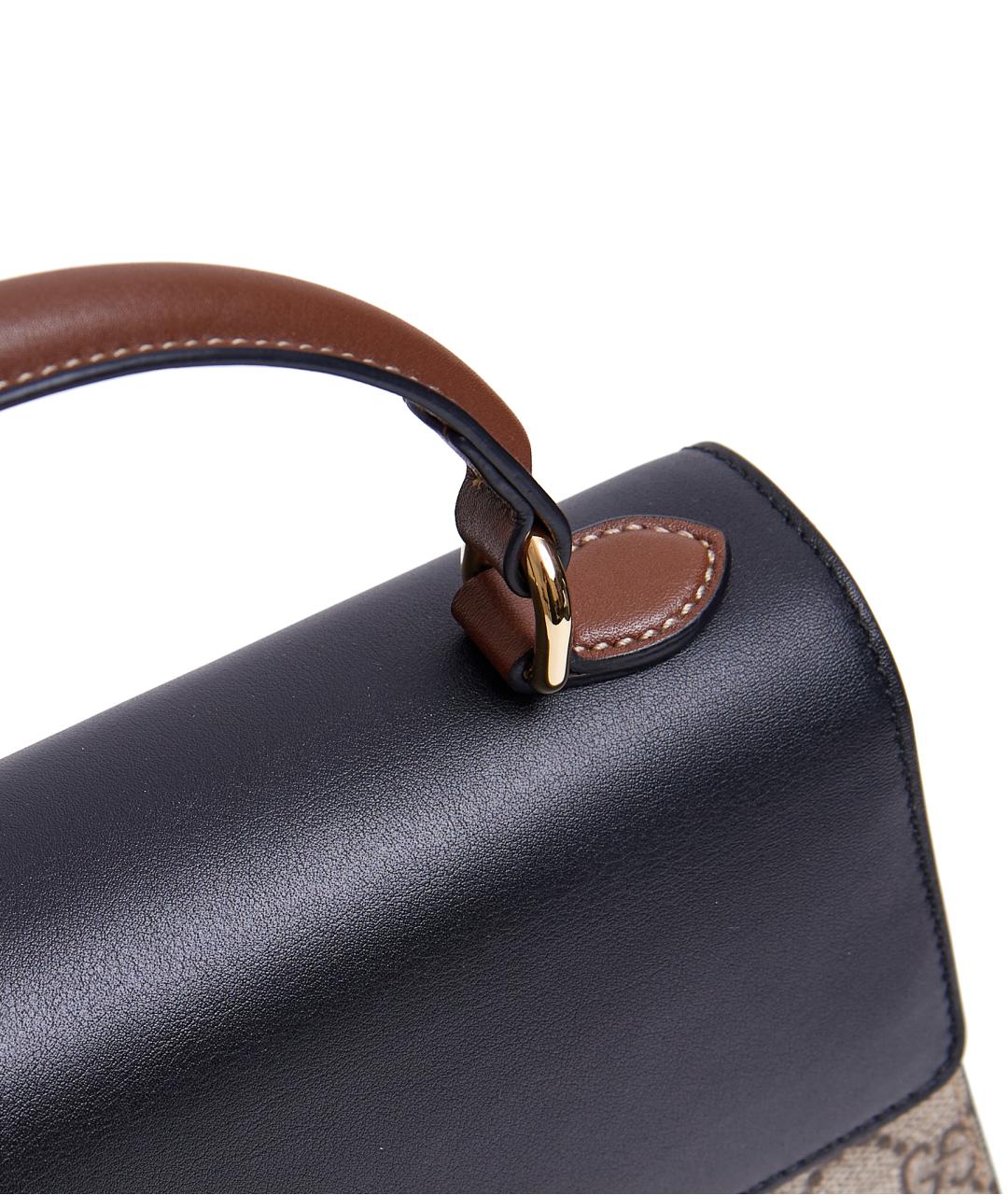 GUCCI Черная кожаная сумка с короткими ручками, фото 4