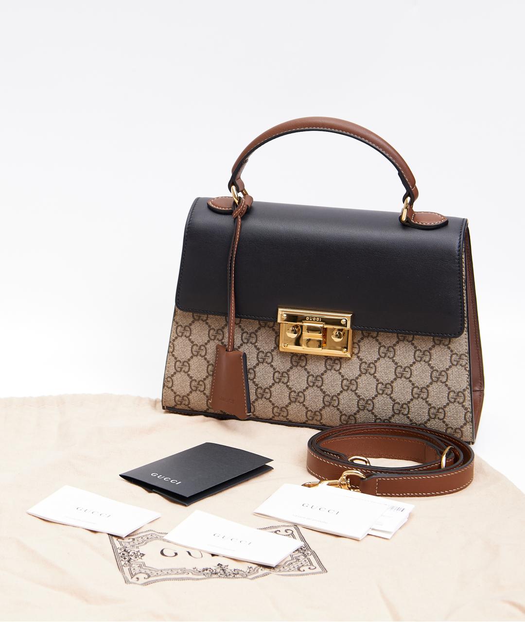 GUCCI Черная кожаная сумка с короткими ручками, фото 7