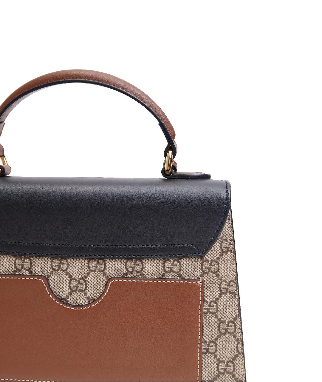 GUCCI Черная кожаная сумка с короткими ручками, фото 5
