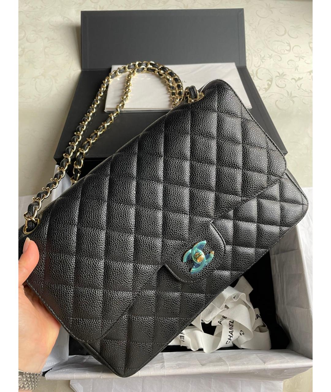 CHANEL Черная кожаная сумка через плечо, фото 2