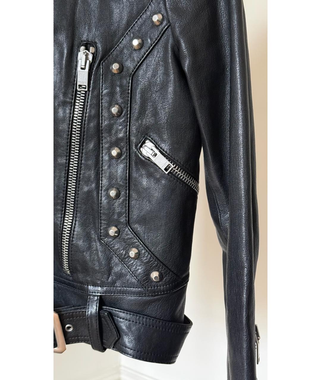 SAINT LAURENT Черная кожаная куртка, фото 4