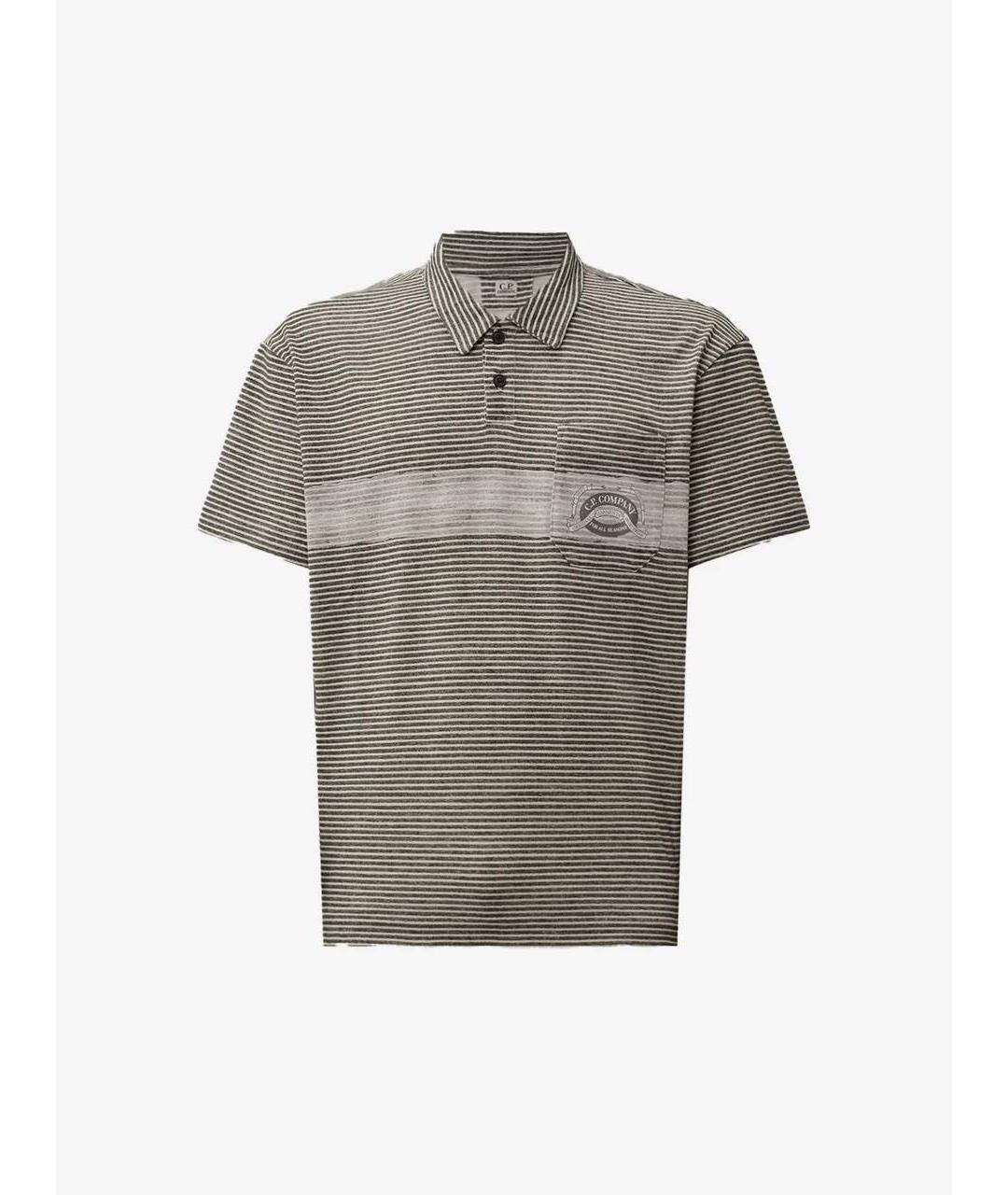 CP COMPANY Серое хлопковое поло с коротким рукавом, фото 4