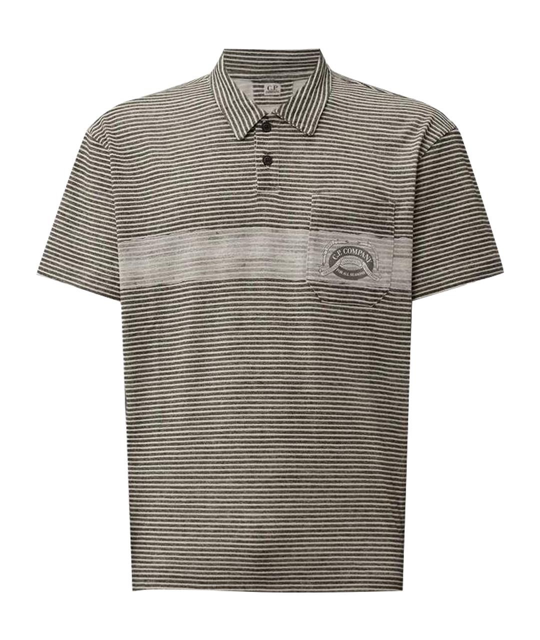 CP COMPANY Серое хлопковое поло с коротким рукавом, фото 1