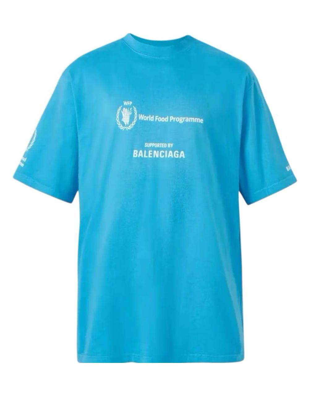 BALENCIAGA Голубая хлопковая футболка, фото 7