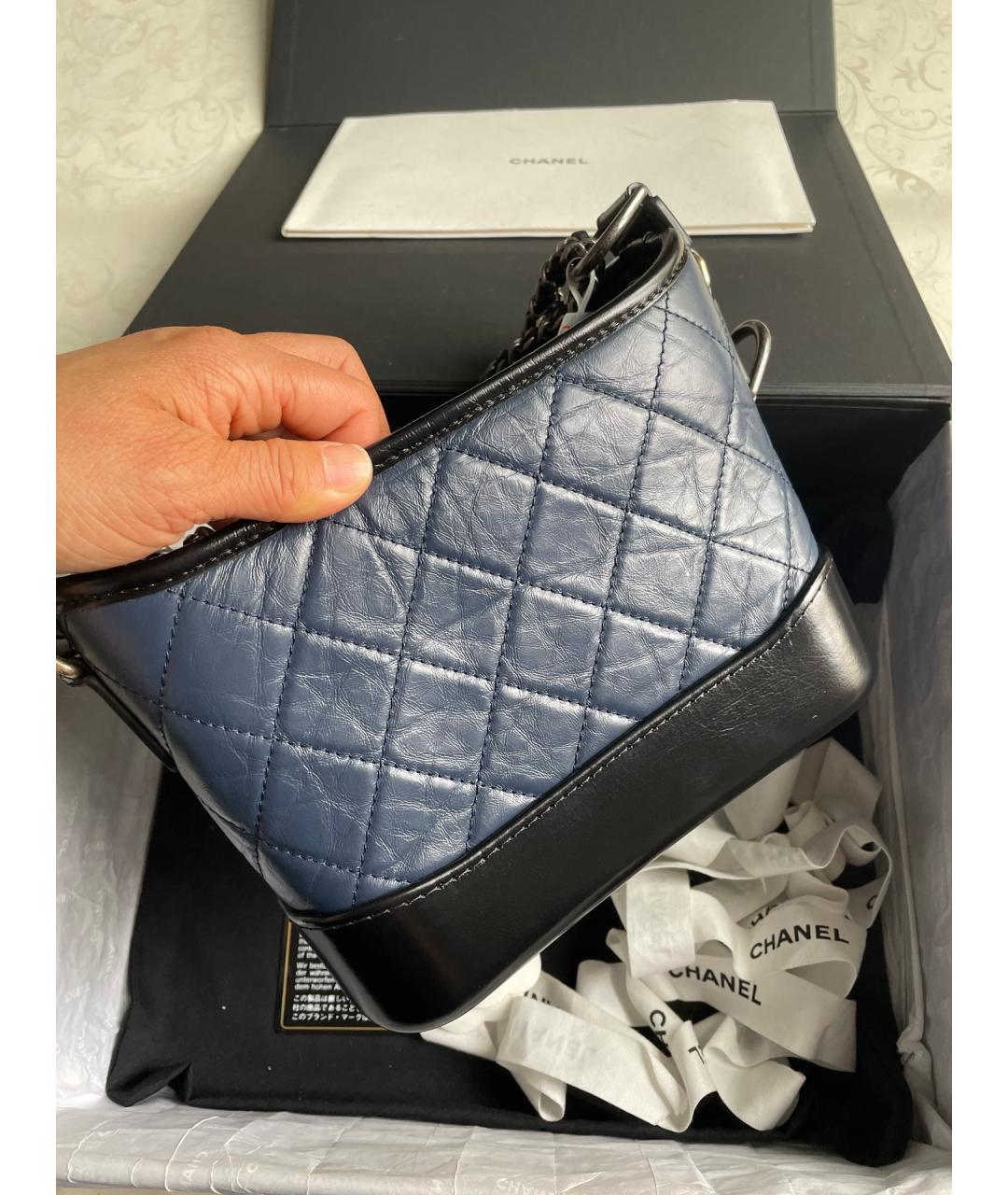 CHANEL Синяя кожаная сумка через плечо, фото 3
