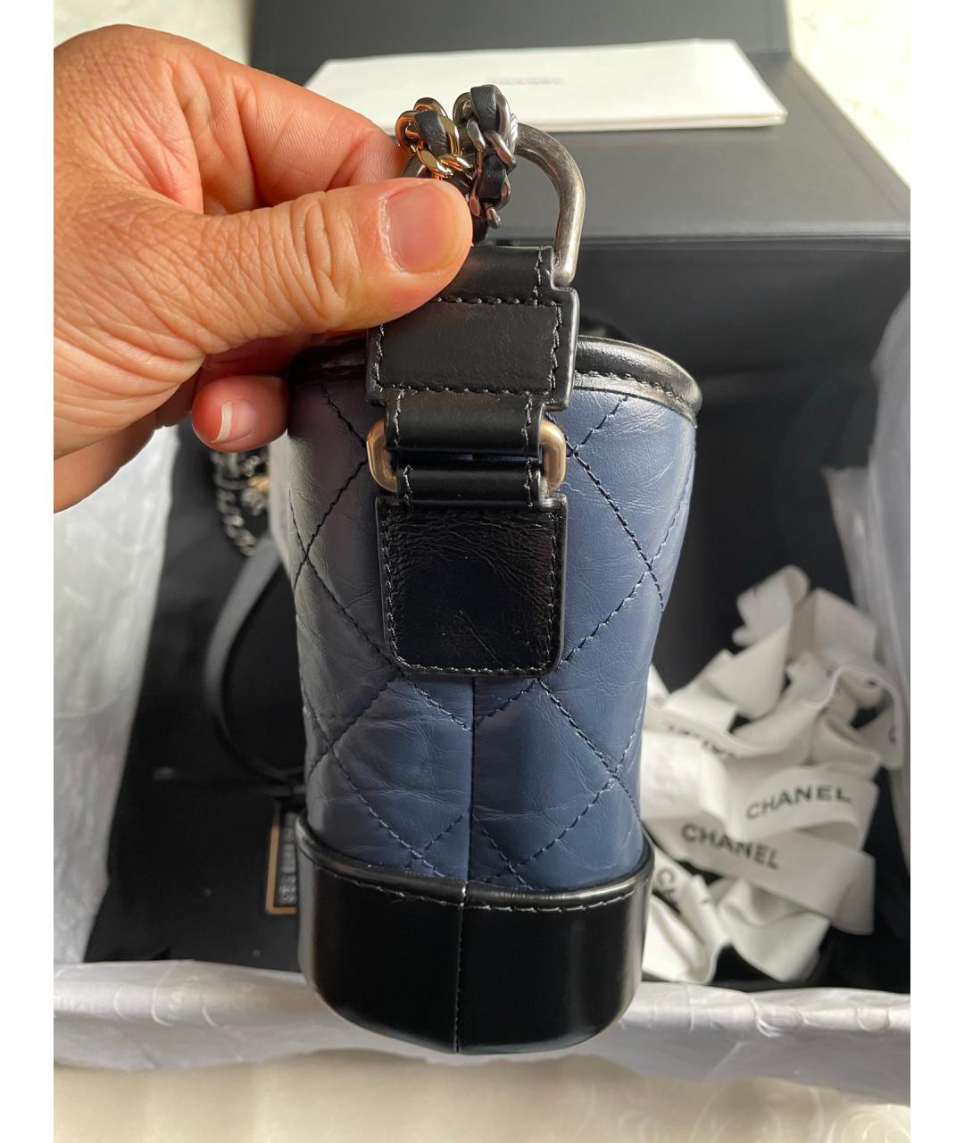 CHANEL Синяя кожаная сумка через плечо, фото 4
