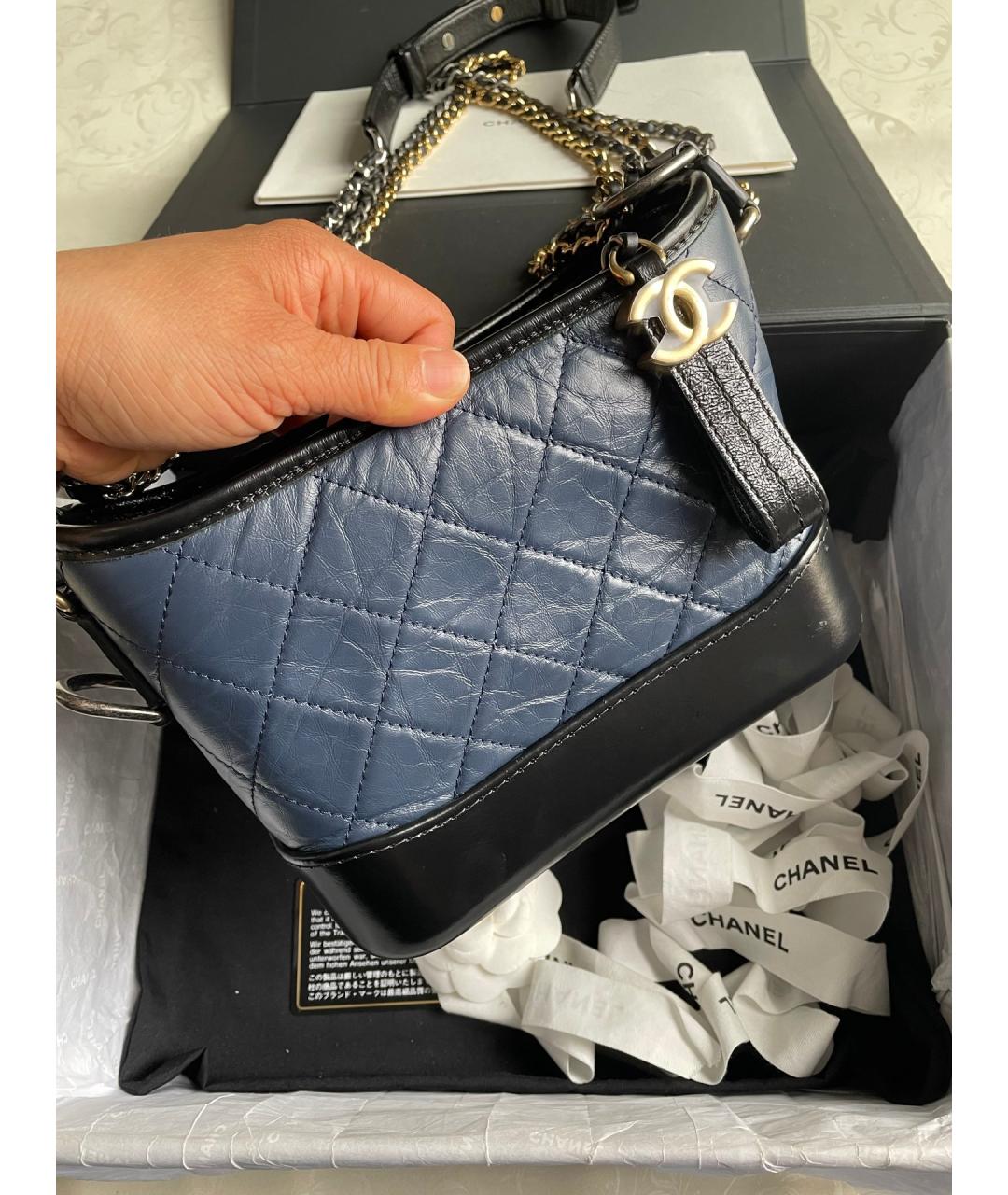 CHANEL Синяя кожаная сумка через плечо, фото 2