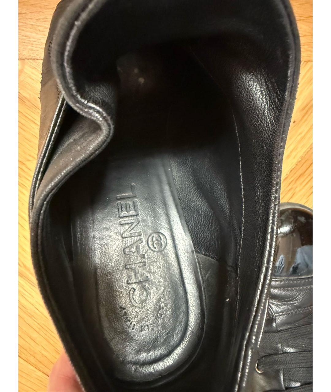 CHANEL Черные кожаные кеды, фото 5