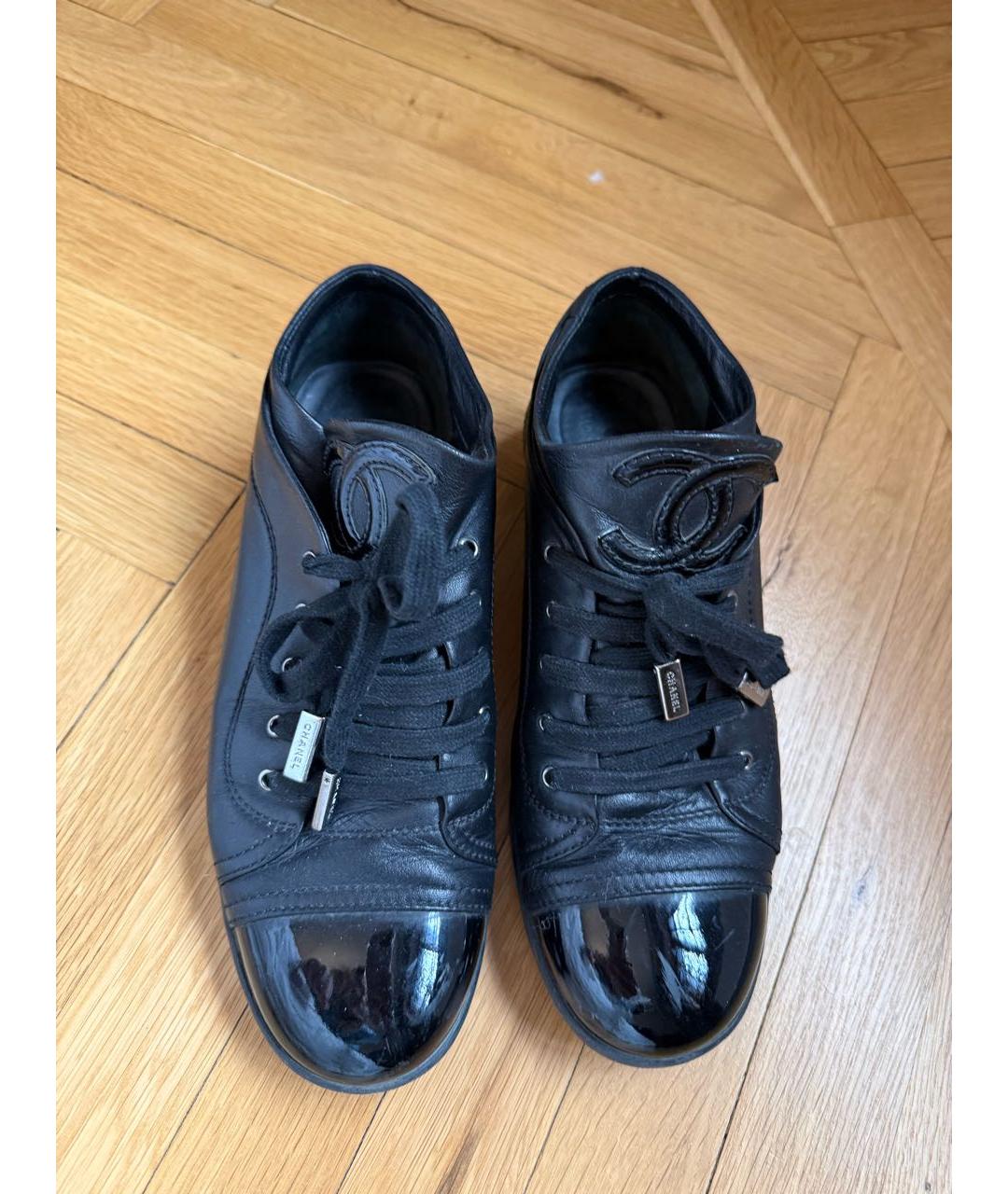 CHANEL Черные кожаные кеды, фото 2