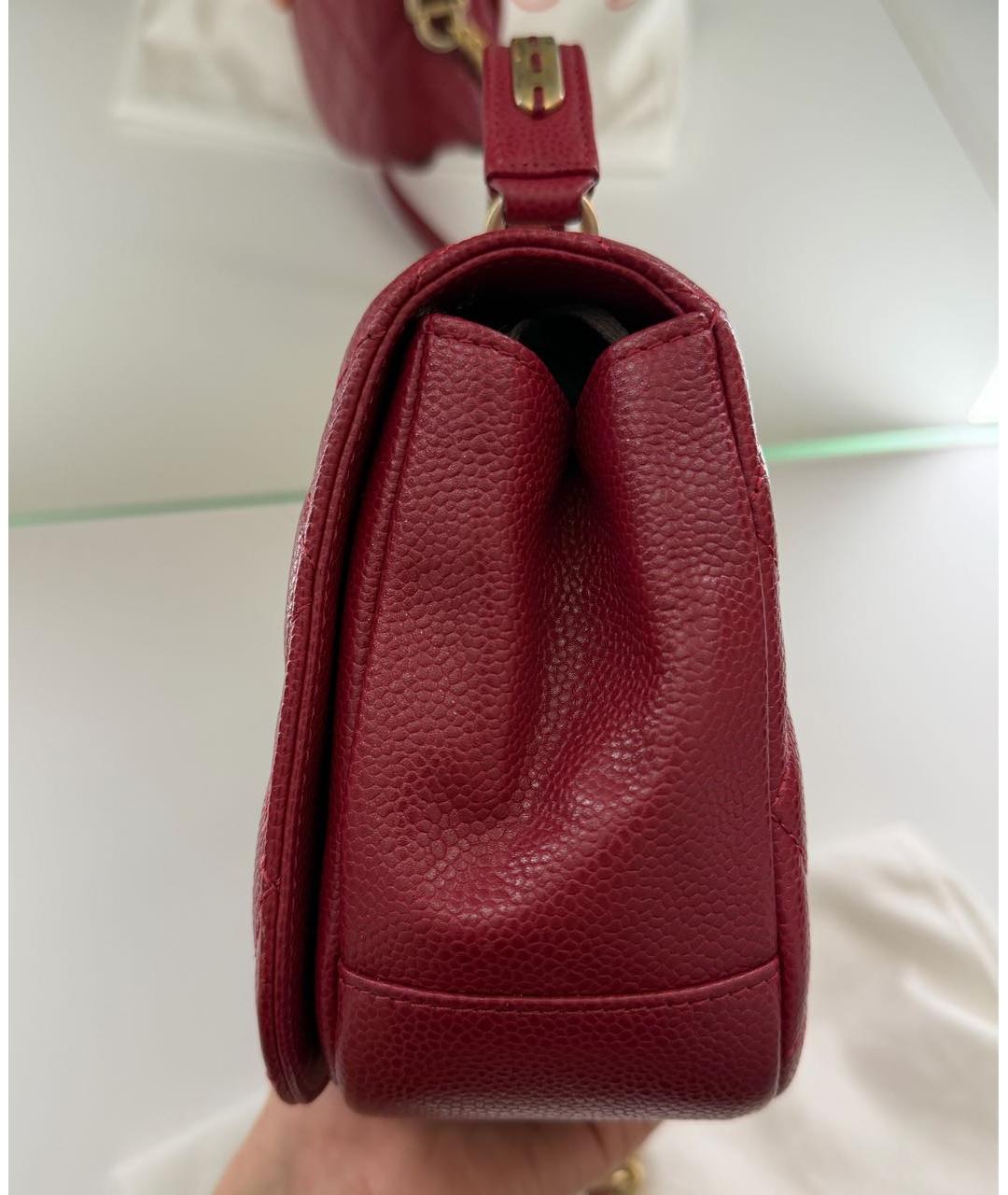 CHANEL Красная кожаная сумка с короткими ручками, фото 5