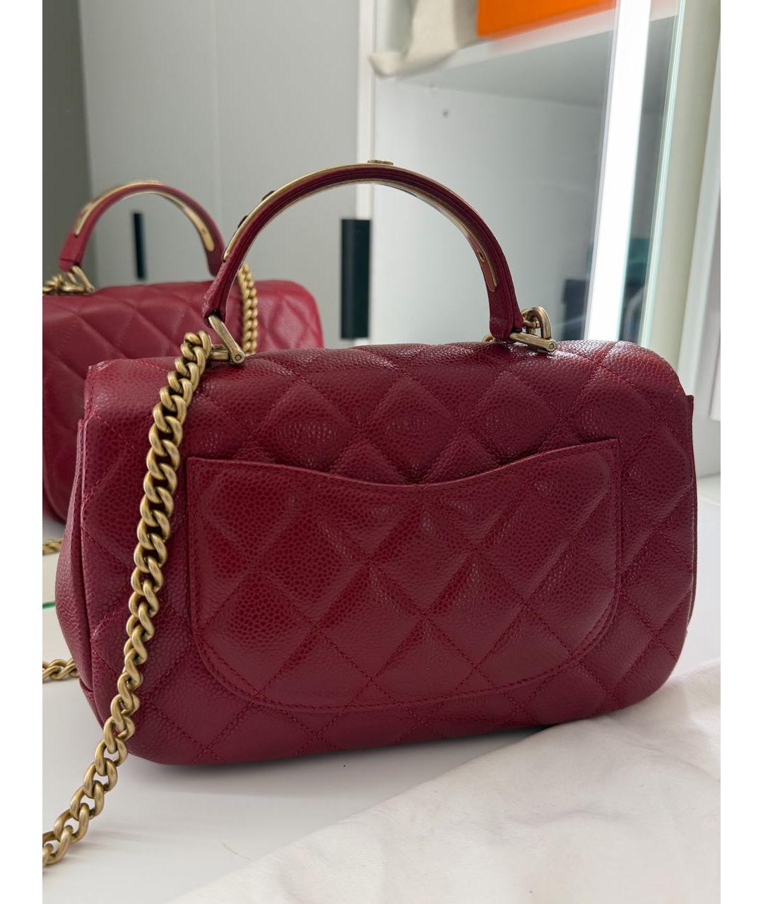 CHANEL Красная кожаная сумка с короткими ручками, фото 2