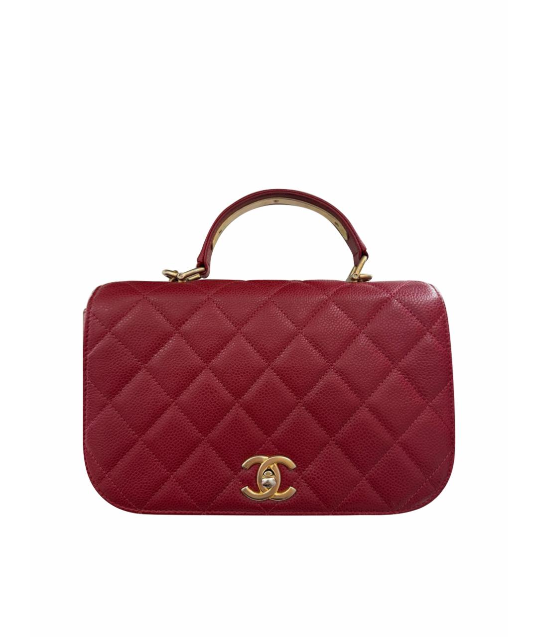 CHANEL Красная кожаная сумка с короткими ручками, фото 1