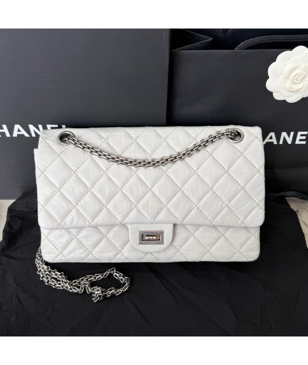CHANEL Белая кожаная сумка через плечо, фото 8